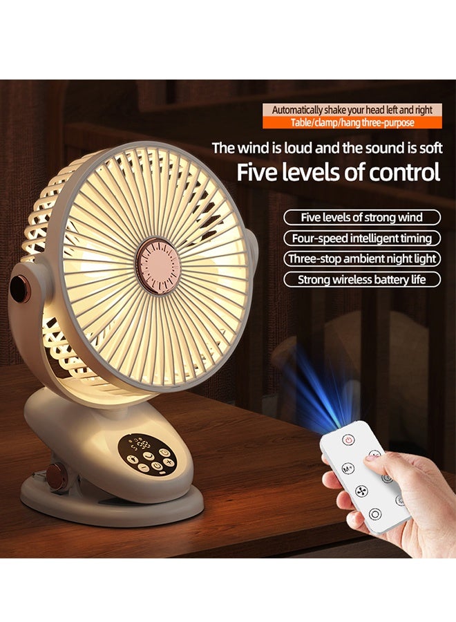Multi-Functional Rechargeable Remote Control Fan, Desktop/Wall-Nounted/Suspended 5-Speed Oscillating Cooling Fan, Portable Air Circulation Fan with Night Light, Suitable for Bedroom/Office/Travel - Image 3