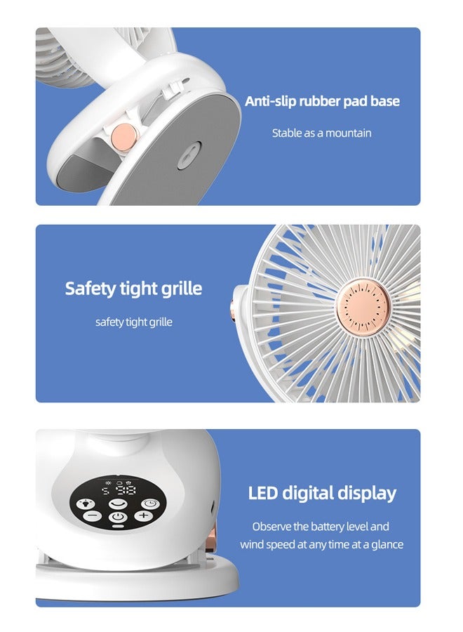 Multi-Functional Rechargeable Remote Control Fan, Desktop/Wall-Nounted/Suspended 5-Speed Oscillating Cooling Fan, Portable Air Circulation Fan with Night Light, Suitable for Bedroom/Office/Travel - Image 5