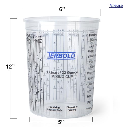 Terbold Paint Mixing Cups, 32oz Disposable Plastic Measuring Cups for Automotive Paint, Epoxy, Resin, Art (Pack of 12) - Image 2