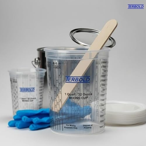 Terbold Paint Mixing Cups, 32oz Disposable Plastic Measuring Cups for Automotive Paint, Epoxy, Resin, Art (Pack of 12) - Image 5