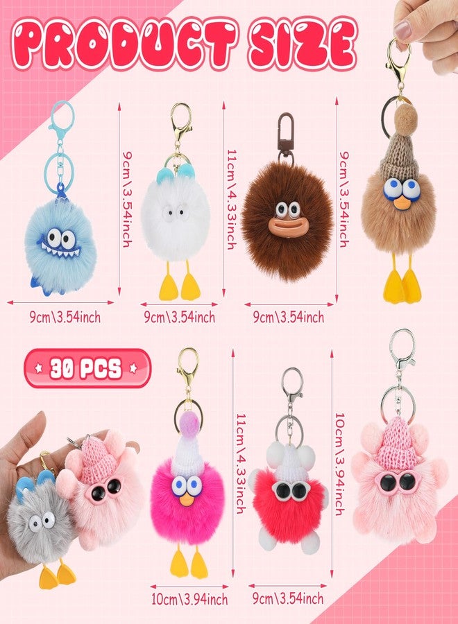 Equsion 30 Pcs Mini Cute Plush Keychain Bulk Christmas Gifts bulk Bag Purse Charm Christmas Stocking Stuffers Goodie Bag (Lovely) - Image 2