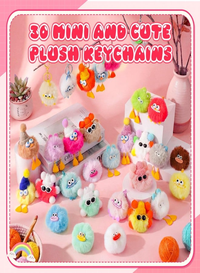 Equsion 30 Pcs Mini Cute Plush Keychain Bulk Christmas Gifts bulk Bag Purse Charm Christmas Stocking Stuffers Goodie Bag (Lovely) - Image 4