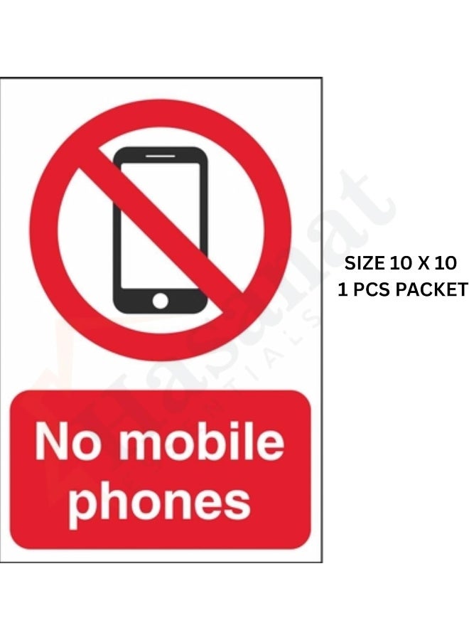 HASANAT ESSENTIALS ملصق ممنوع استخدام الهواتف المحمولة - 10 × 10 سم لافتة تحذيرية للمدارس والمكاتب والمباني الحكومية - Image 2