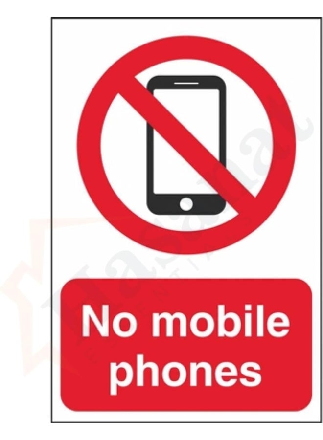 HASANAT ESSENTIALS ملصق ممنوع استخدام الهواتف المحمولة - 10 × 10 سم لافتة تحذيرية للمدارس والمكاتب والمباني الحكومية - Image 1