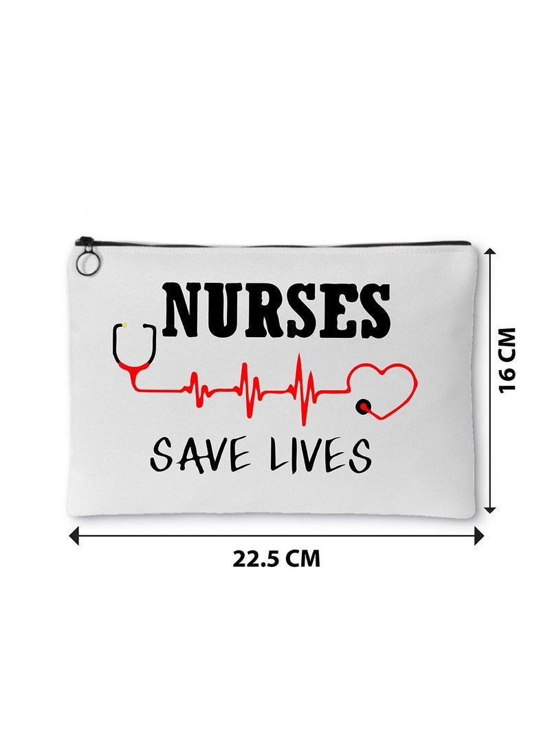 Nurse Appreciation Gift - Cosmetic Bag - Multi Purpose Full Zipper Pouch with Funny Designs Print - Nursing Supplies and Practitioner Gifts - Survival kit (Design 7)
