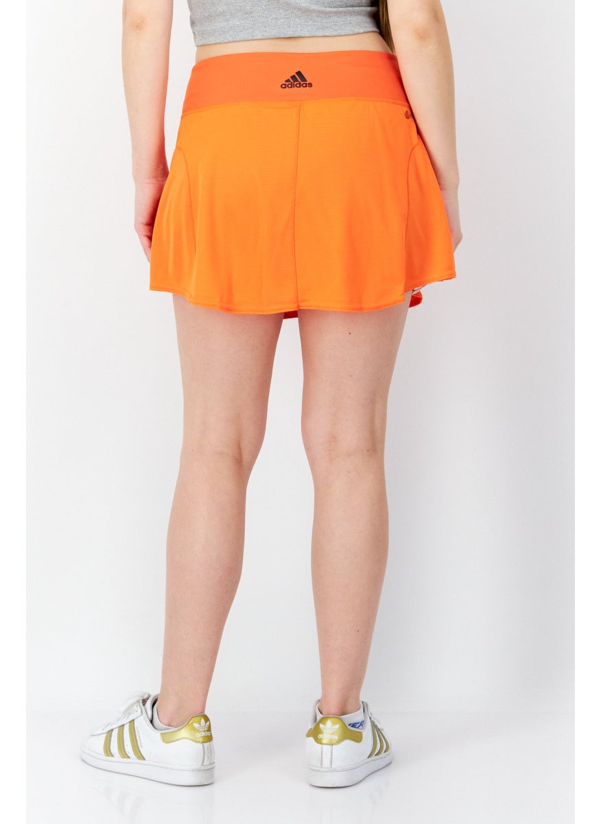 Adidas Women Brand Logo Sports Skirt, Orange  - Image 3
