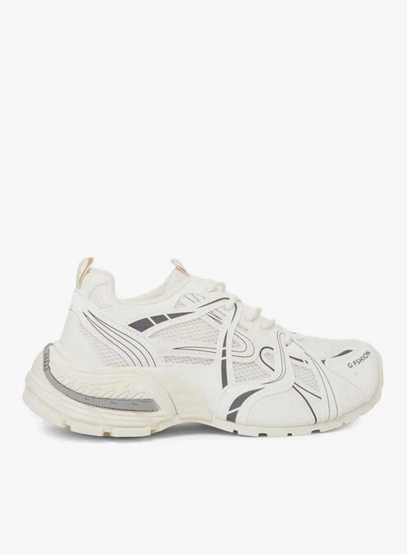 Styli  Beige Logo Detail Athletic Sneakers for Women | Best Price UAE