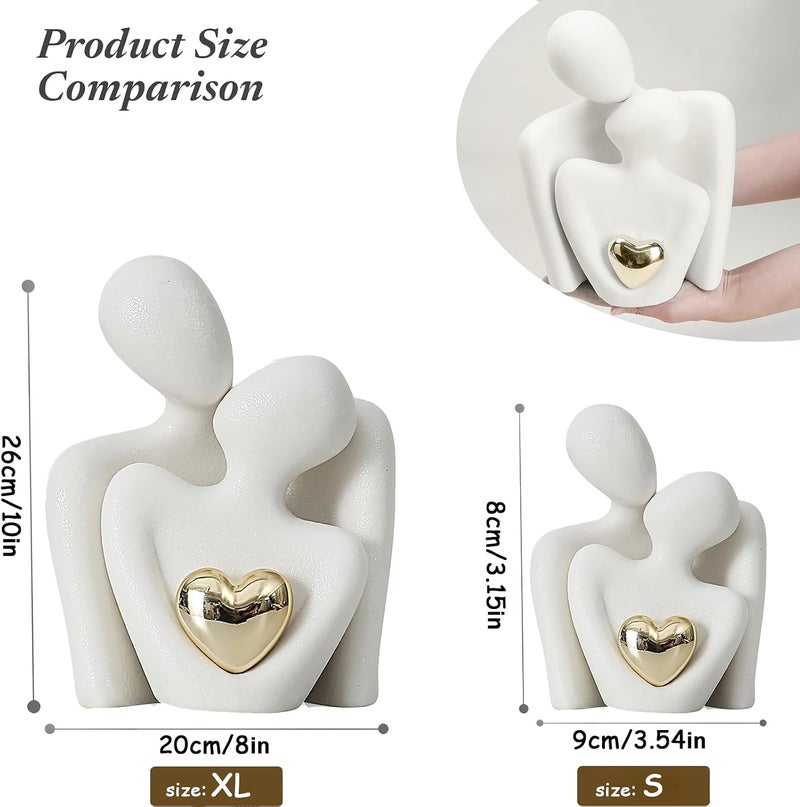 WANCHIY Ceramic Couple Statues for Home Decor, Hugging Couple Figurines Decor, Modern Romantic Sculptures for Living Room Bedroom Office Decor, Valentines Day Gifts for Her - Image 2