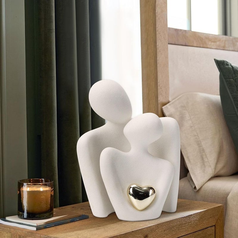 WANCHIY Ceramic Couple Statues for Home Decor, Hugging Couple Figurines Decor, Modern Romantic Sculptures for Living Room Bedroom Office Decor, Valentines Day Gifts for Her - Image 4