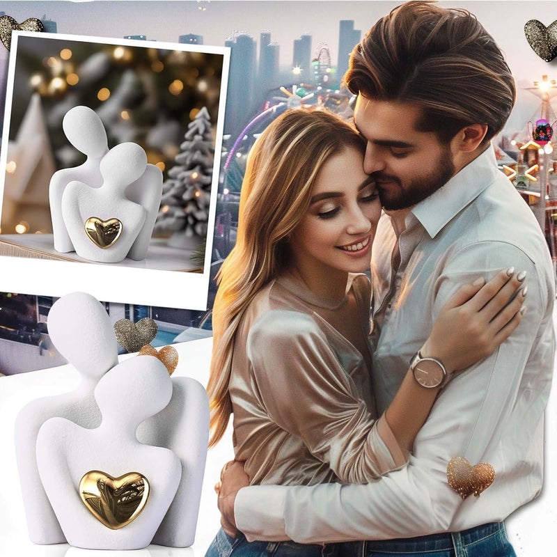 WANCHIY Ceramic Couple Statues for Home Decor, Hugging Couple Figurines Decor, Modern Romantic Sculptures for Living Room Bedroom Office Decor, Valentines Day Gifts for Her - Image 5