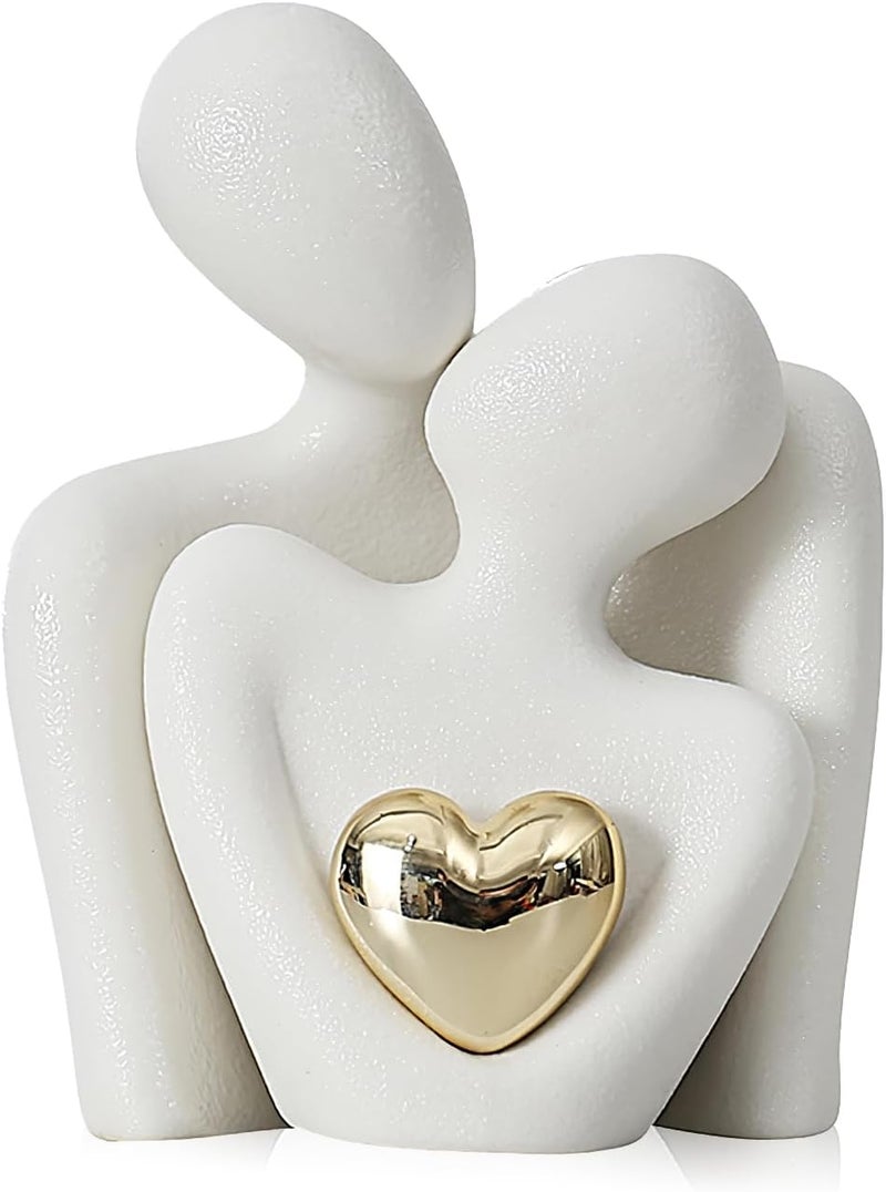 WANCHIY Ceramic Couple Statues for Home Decor, Hugging Couple Figurines Decor, Modern Romantic Sculptures for Living Room Bedroom Office Decor, Valentines Day Gifts for Her - Image 1