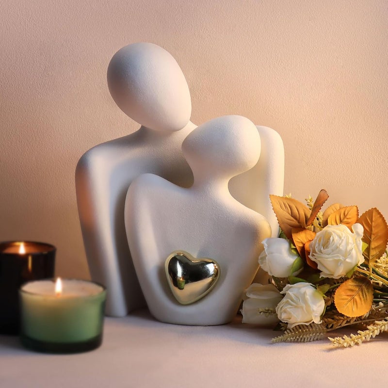 WANCHIY Ceramic Couple Statues for Home Decor, Hugging Couple Figurines Decor, Modern Romantic Sculptures for Living Room Bedroom Office Decor, Valentines Day Gifts for Her - Image 3