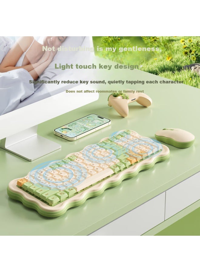 B.O.W Airworld Mk98 Wireless Keyboard And Mouse Set Simple And Comfortable Desktop Notebook Universal High-Value Female Charging Silent Keyboard And Mouse Set Buttercream Yellow - Image 4