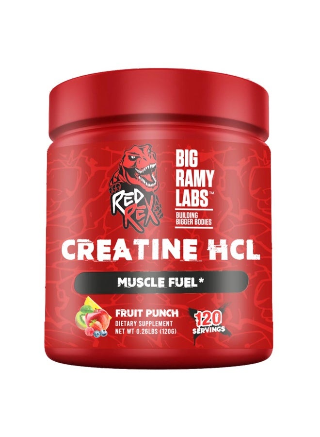 Labs Red Rex Creatine HCl Powder, Fruit Punch Flavor, 120 g, Creatine Formula for Daily Fitness Use