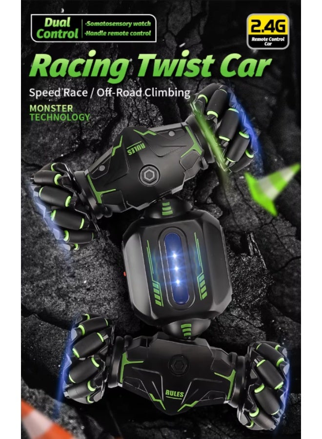 SMARTX 2.4G RC Stunt Twist Rock Climbing Double Control Car Toy 4WD Off-road Drift Gesture Sensing Car Double-sided 360-degree Rotation Rolling Car 360 Spinning & Snake Walk Stunt Car for Kids Boys Girls Aged above 8 - Image 5
