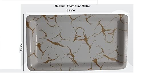 Urmila Plastic Rectangular Acrylic Serving Trays - Set of 3 (White_Brown) - Image 5
