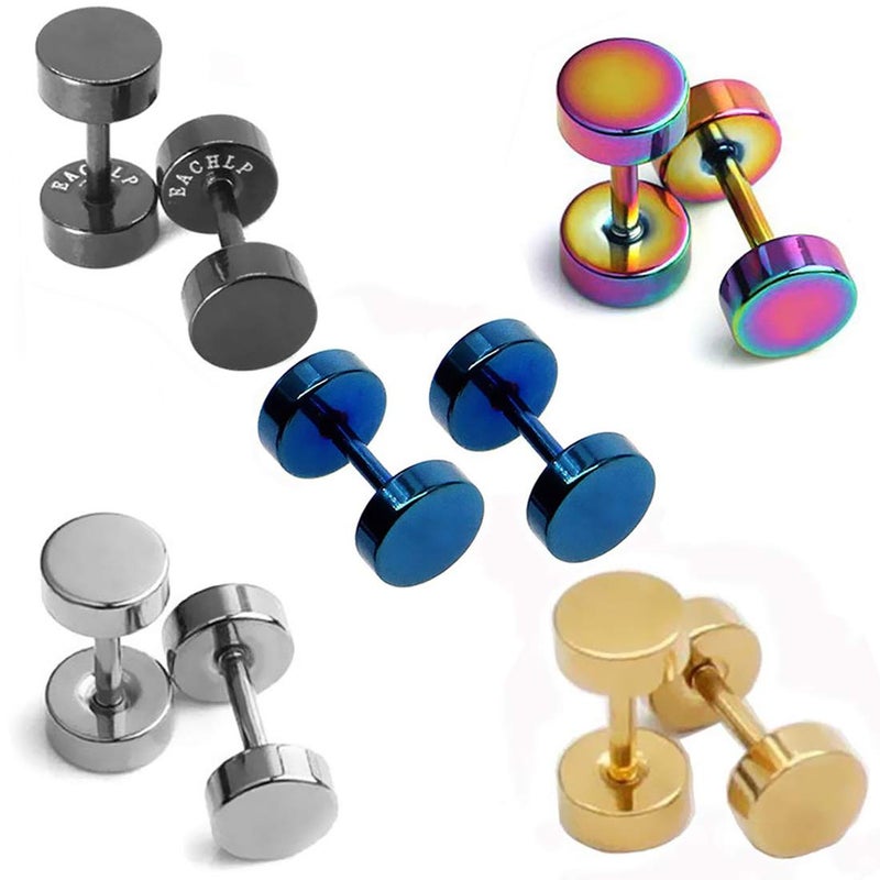 Dot Earrings Round Ear Studs Screw Flat Back High Polished 6MM Disc Earrings for Women Men