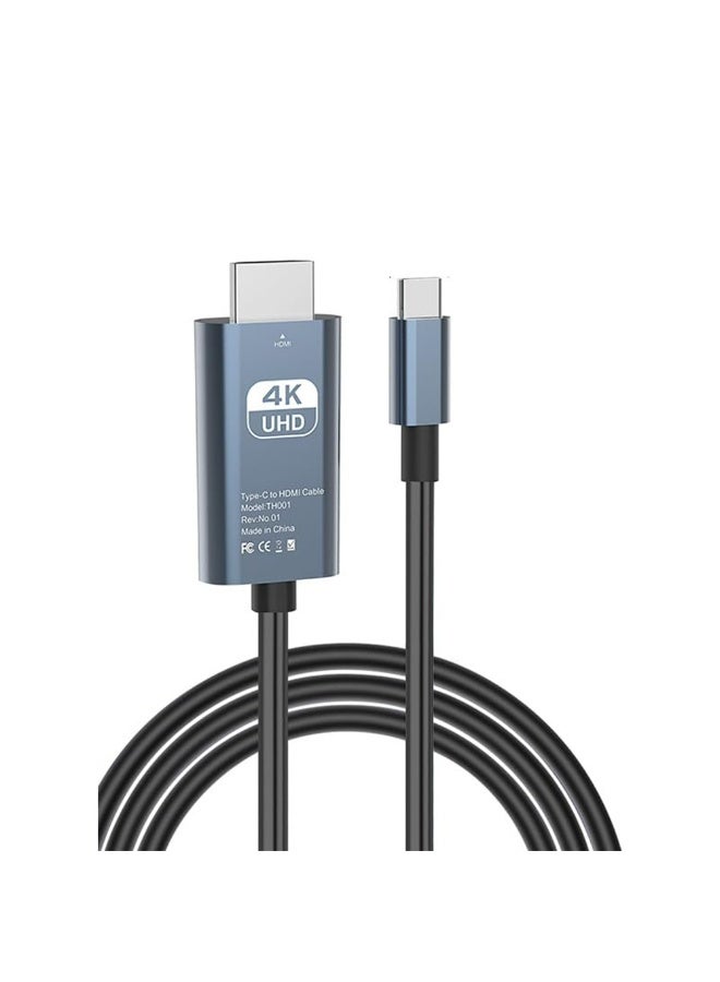 2m Type-C to 4K HDTV HDMI Cable - 8-Channel Digital Audio - Plug & Play Compatible with Smartphones, Laptops, Smart TVs, Fire TV, Apple TV - Ideal for Streaming, Presentations, and Gaming in Ultra HD - Image 1