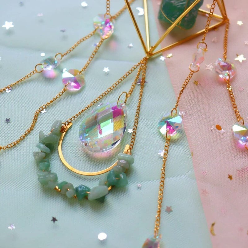 Cactopia Raw Crystal Suncatchers, Rainbow Maker for Window, Balcony, Garden, Boho Decor & Gifting (Green Fluorite) - Image 4