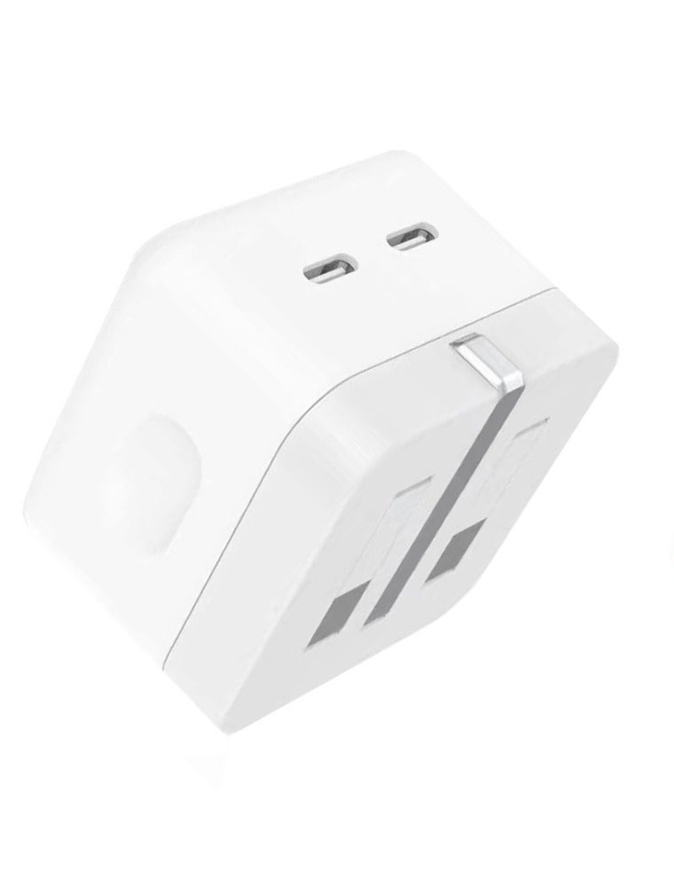 شاحن حائط USB-C مزدوج بقدرة 35 واط، محول طاقة سريع بمنفذي USB-C وتقنية PD مع قابس بريطاني ثلاثي، متوافق مع آيفون وآيباد وماك بوك إير وسامسونج جالاكسي وجوجل بيكسل، أبيض - Image 5