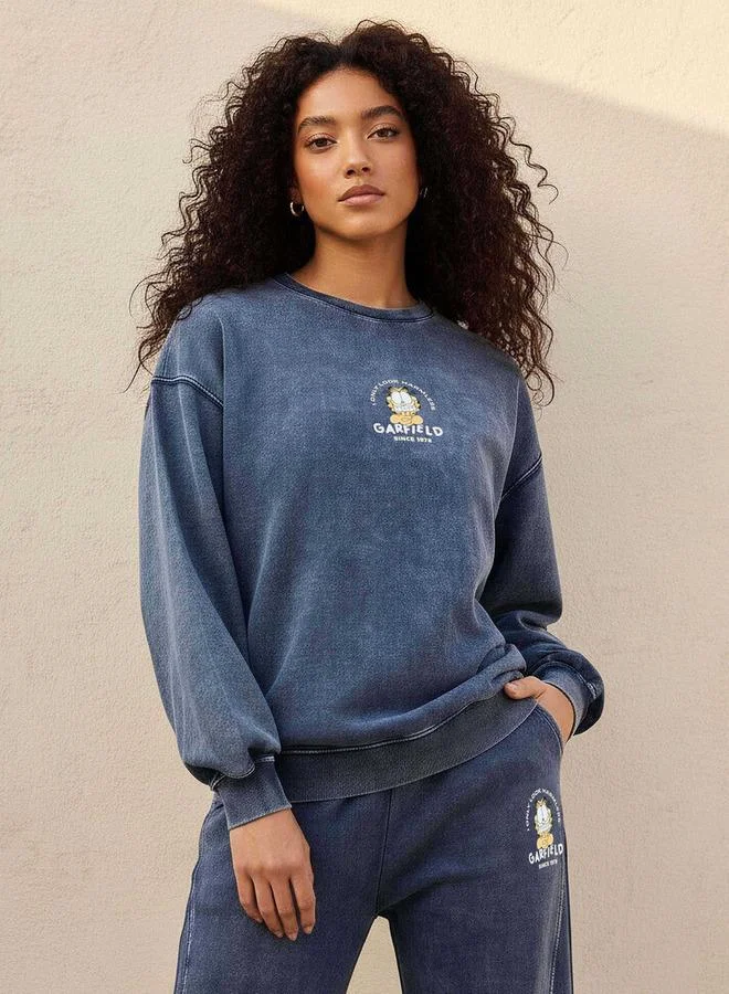 اس بي كاركترز Oversized Sweatshirt with Garfield Print