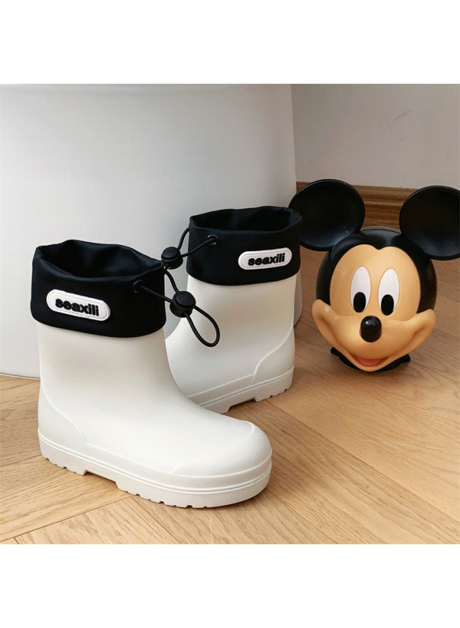 Children's Rain Boots Style Style Heightened Girdle Waterproof Anti-slip Rain Boots For Small And Medium-sized Kidsren Soft-soled Toddler School Water Shoes For Primary School Students
