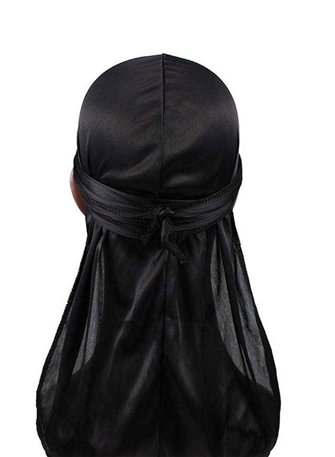 HOOTO 2 PCS Silky Durags  for Men and Women Waves Silk Durag Pack Silky Satin Extra Long Tails（ Black White) - Image 5