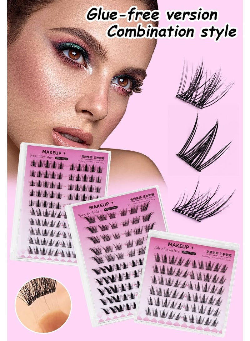 110 clusters of segmented eyelashes, with their own glue, the two styles are mixed and matched to create beautiful eyes, so that the eyes are naturally enlarged, easy to wear and quick to remove. Easy to create a charming shape, waterproof, sweatproof and oilproof, not afraid of high temperatures, so that you are full of energy and spirits! - Image 1