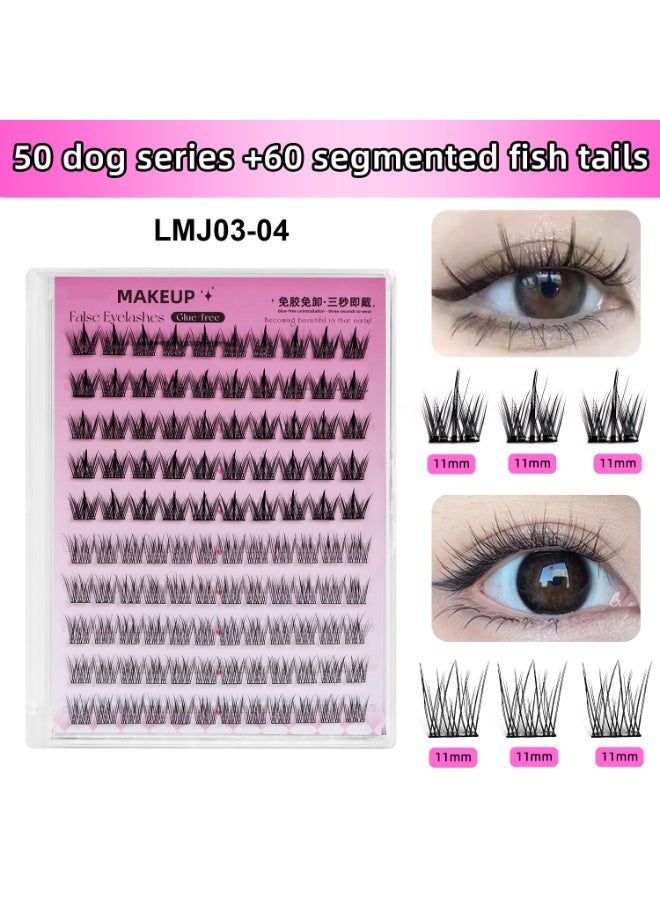 110 clusters of segmented eyelashes, with their own glue, the two styles are mixed and matched to create beautiful eyes, so that the eyes are naturally enlarged, easy to wear and quick to remove. Easy to create a charming shape, waterproof, sweatproof and oilproof, not afraid of high temperatures, so that you are full of energy and spirits! - Image 2