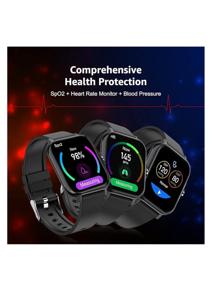 FCUK series 2 Full touch Smartwatch (Color: Black) with 1.69'' Large display, Bluetooth Calling, SpO2, Metal body, Built-in Games, Heart rate monitor, Multiple Watch Faces and Long battery life