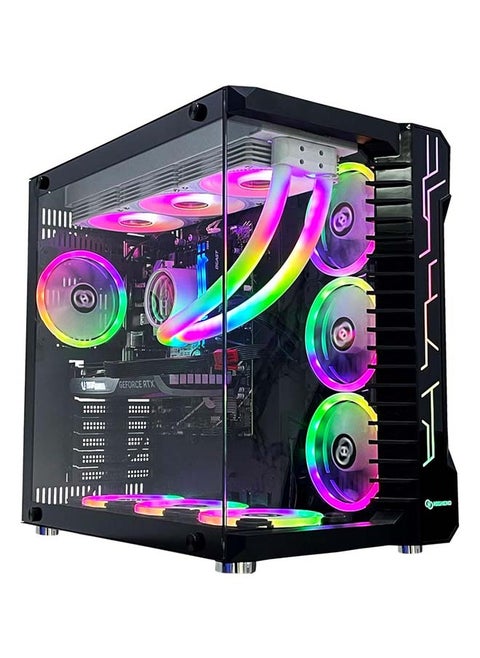 Gaming Pc with Intel Core i5-12400F Processor, H610M-E D4 Motherboard, DDR4 16GB RAM RGB, 1TB M.2 SSD, NVIDIA GeForce RTX 4060 Graphics Card, 360 Water Cooler, 7 Fan Case Blackwith Windows 11 Pro