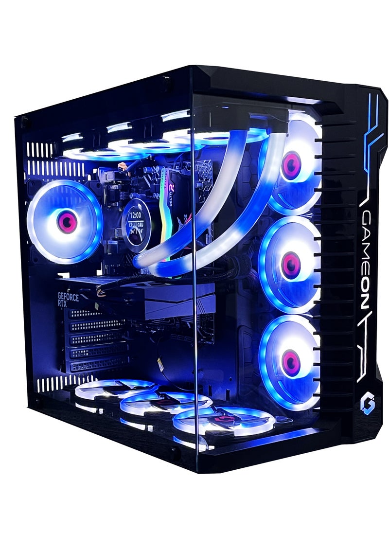 Gaming Pc with Intel Core i5-12400F Processor, H610M-E D4 Motherboard, DDR4 16GB RAM RGB, 1TB M.2 SSD, NVIDIA GeForce RTX 4060 Graphics Card, 360 Water Cooler, 7 Fan Case Blackwith Windows 11 Pro