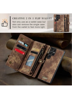 CaseMe For Samsung Galaxy S24 Ultra Wallet Case, Zipper Purse Folio Leather Wallet with Card Holder Wrist Strap, 2-in-1 Detachable Magnetic Shockproof Full Body Protective Back Cover (Black)  - Image 4