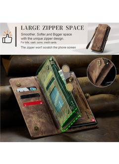 CaseMe For Samsung Galaxy S24 Ultra Wallet Case, Zipper Purse Folio Leather Wallet with Card Holder Wrist Strap, 2-in-1 Detachable Magnetic Shockproof Full Body Protective Back Cover (Black)  - Image 5