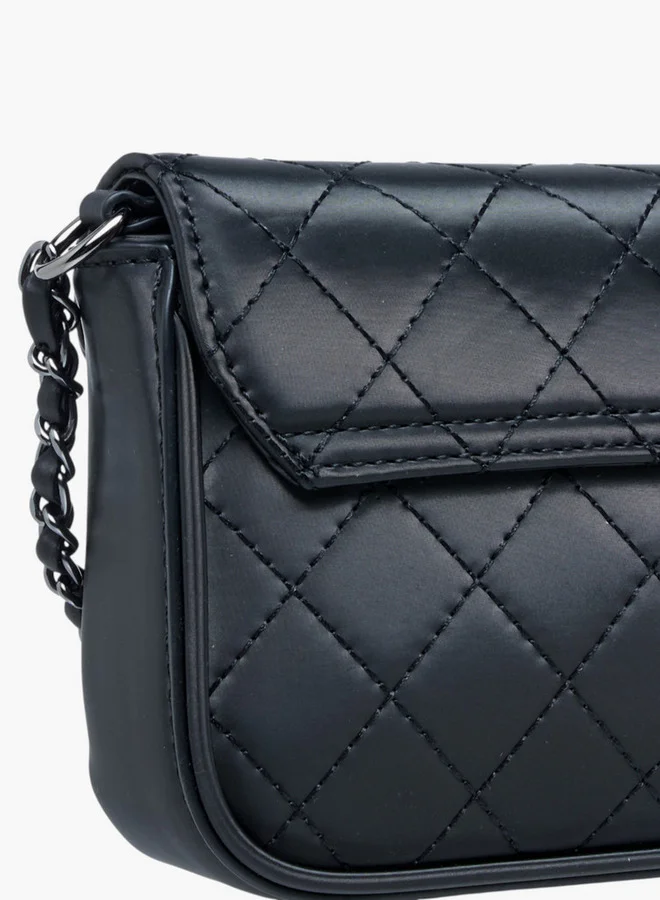 Celeste Quilted Crossbody Bag with Chain Strap and Flap Closure
