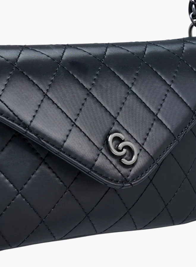 Celeste Quilted Crossbody Bag with Chain Strap and Flap Closure