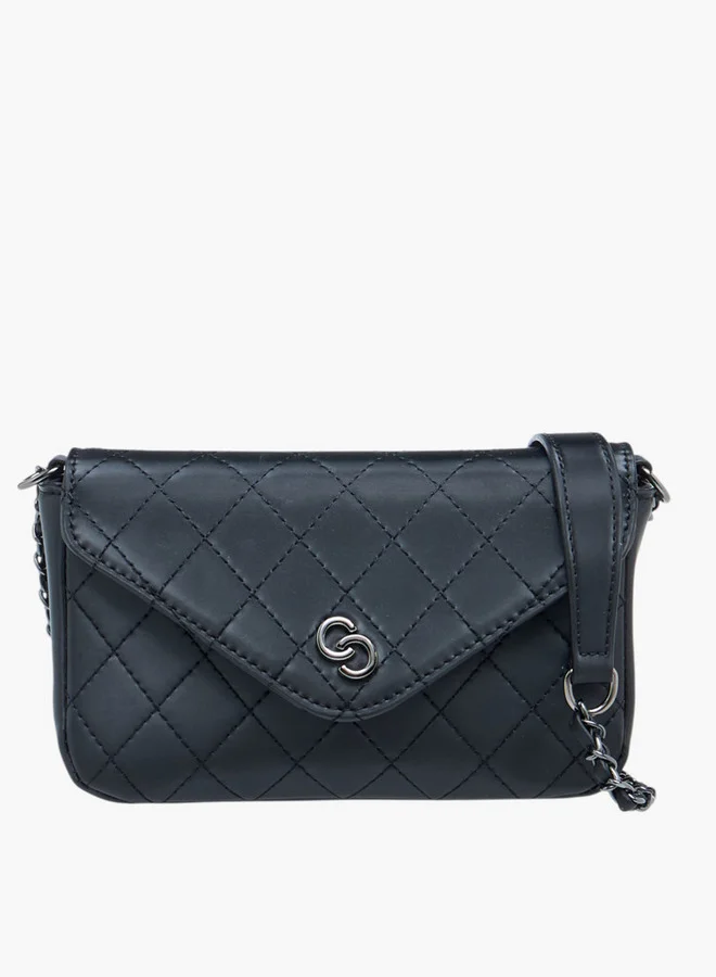 سيليست Quilted Crossbody Bag with Chain Strap and Flap Closure