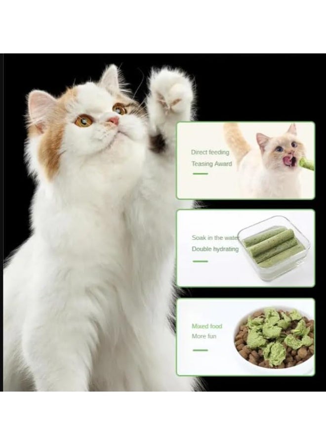 أعواد عشب مجففة بالتجميد للقطط للتحكم في كرات الشعر، وصحة الأسنان، ورائحة أنفاس منعشة - مساعدة طبيعية للهضم للقطط، عبوة من 50 قطعة - Image 3