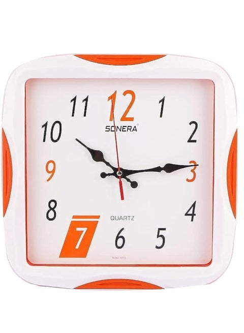 Sonera Wall Clock -9751-Analog -Quartz -White With Orange Color