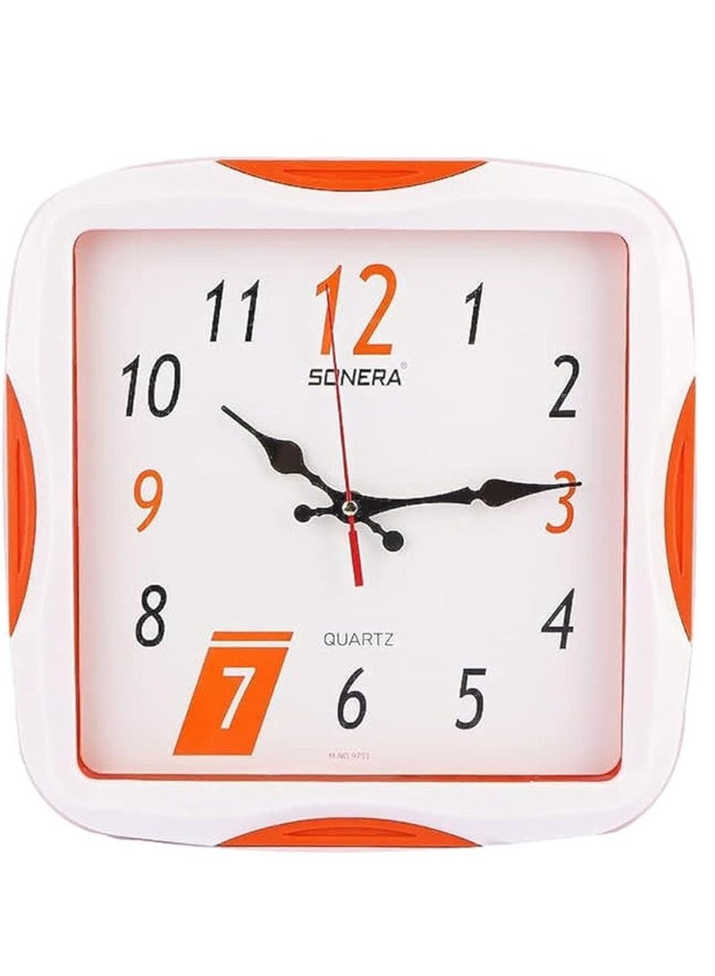 Sonera Wall Clock -9751-Analog -Quartz -White With Orange Color