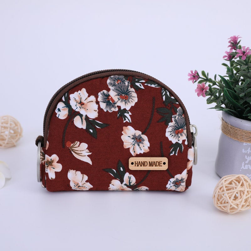 New Shell Floral Coin Purse WalletTrumpet Flower-Bordeaux Trumpet Flower-Bordeaux