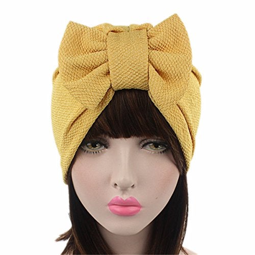 Qhome cap Qhome Womens Luxury Bow Turban Hat Stylish Chemo Cap Red - Image 2