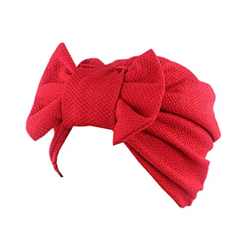 Qhome cap Qhome Womens Luxury Bow Turban Hat Stylish Chemo Cap Red - Image 1