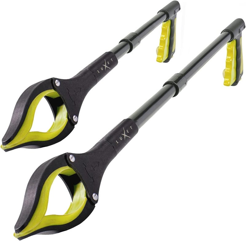 Grabber Reacher Tool - 2 Pack - Latest Version Long 19 and 32 Inch Foldable Pick Up Stick - Strong Grip Magnetic Tip Lightweight Trash Picker Claw Reacher Grabber Tool for Elderly Reaching, (Yellow)