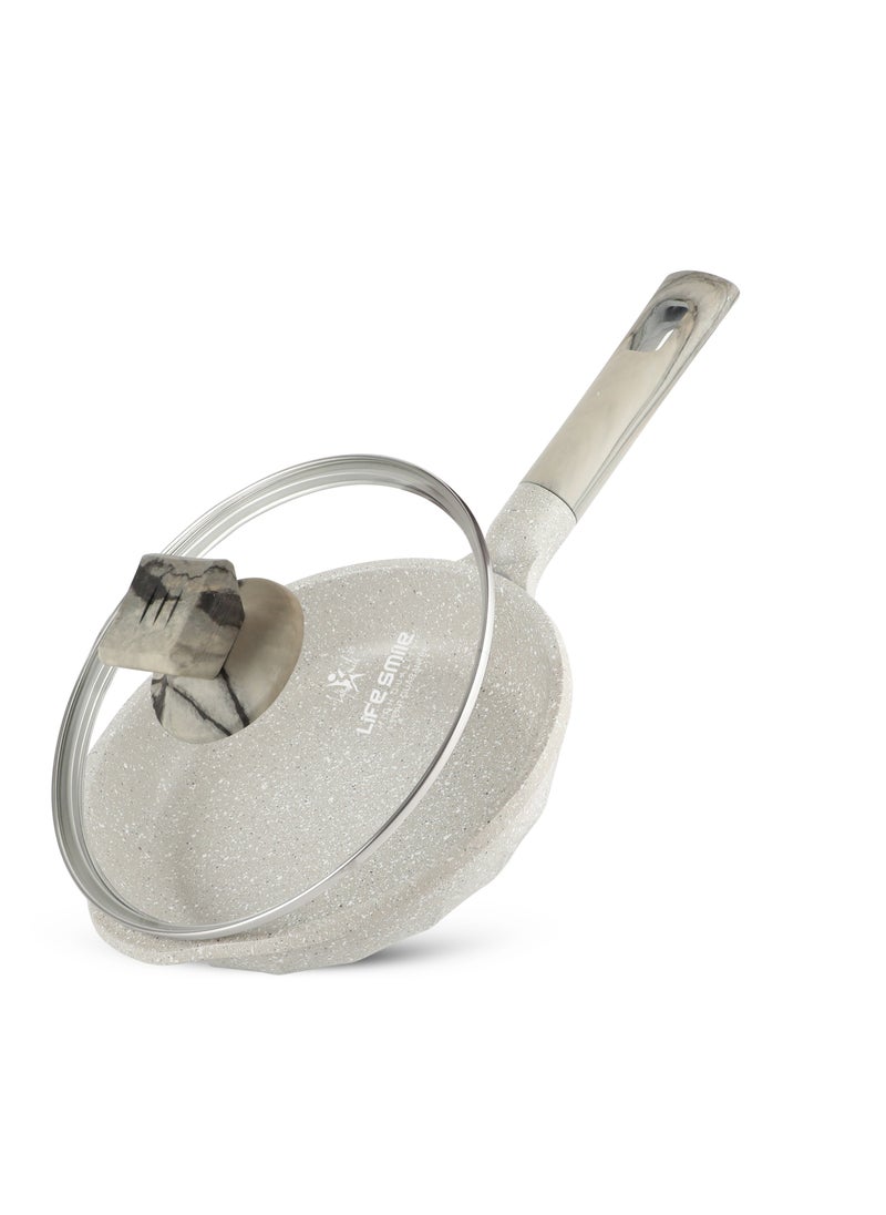 Life Smile - 20CM Frying Pan With Lid - 5 Layer Granite Coating with Multiple Hob Compatibility Heat-Resistant Handle - Induction bottom - Image 1