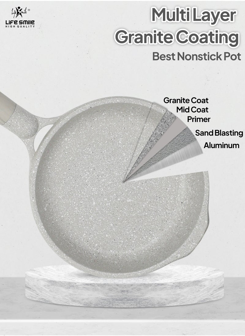 Life Smile - 20CM Frying Pan With Lid - 5 Layer Granite Coating with Multiple Hob Compatibility Heat-Resistant Handle - Induction bottom - Image 1