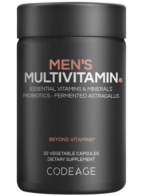 Codeage Men's Multivitamin - Daily Vitamins for Men with Vitamin A, C, D3, E, B12, Magnesium, Zinc, Iron, Chromium, Probiotics, Astragalus & More - 1 Capsule Per Serving - 30 Capsules
