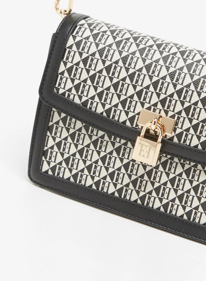 ايل Women's All-Over Monogram Print Crossbody Bag