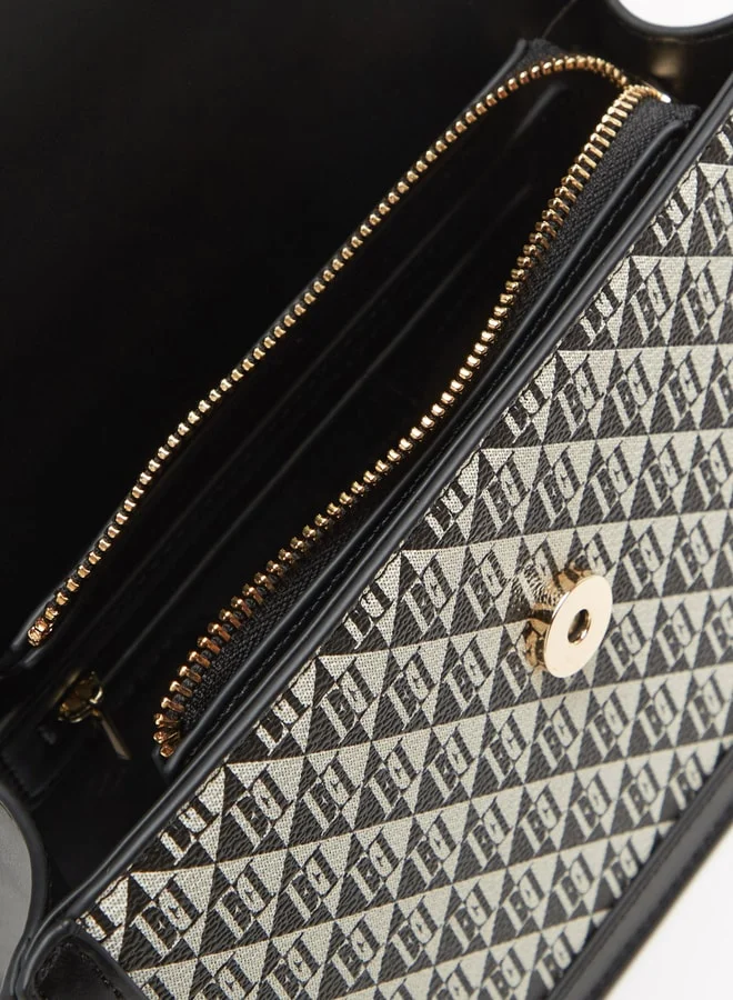 ايل Women's All-Over Monogram Print Crossbody Bag