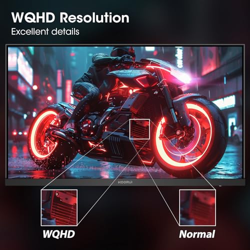 KOORUI 27" Gaming Monitor, 200Hz 1ms Fast IPS, WQHD (2560 x 1440p) HDR 400 Display, DCI-P3 95% Color Gamut, FreeSync Premium, Adaptive G-Sync, HDMI x 2, DisplayPort, G2721P - Image 2